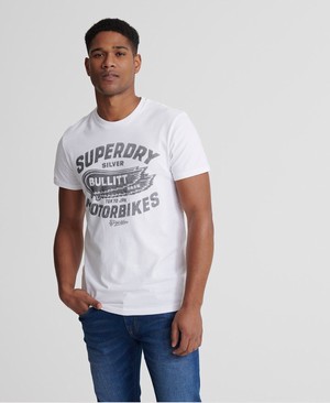 Superdry Mono Biker Férfi Pólók Fehér | ITXAJ7563